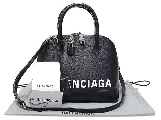 Balenciaga Piccola borsa in pelle nera con logo stampato Nero - vista 2