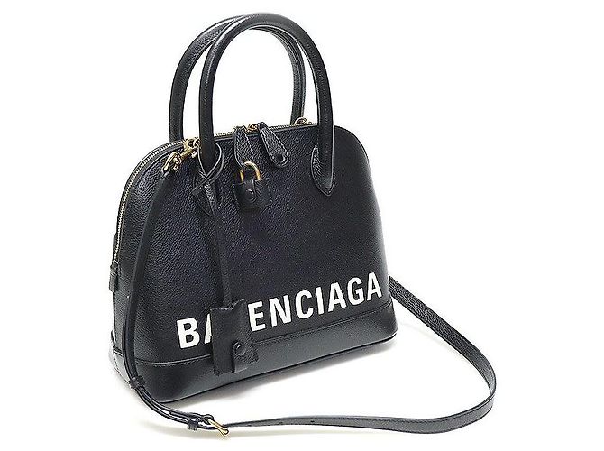 Balenciaga Piccola borsa in pelle nera con logo stampato Nero - vista 3