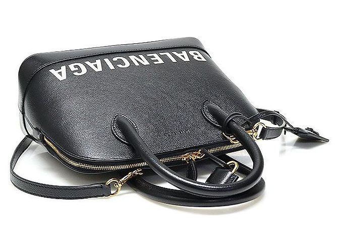Balenciaga Piccola borsa in pelle nera con logo stampato Nero - vista 4
