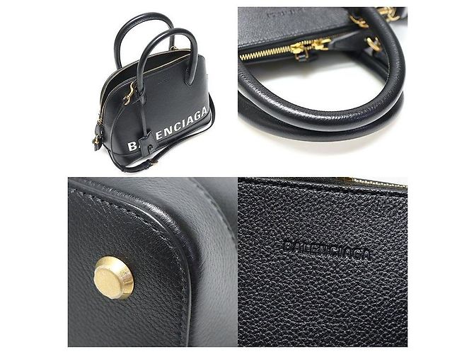 Balenciaga Piccola borsa in pelle nera con logo stampato Nero - vista 6
