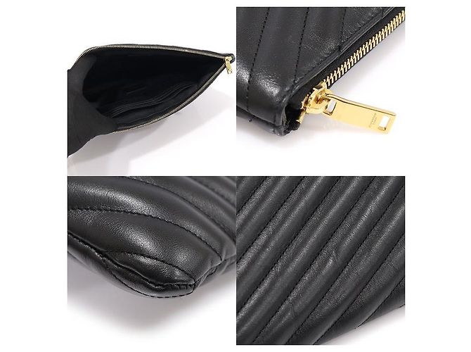 Saint Laurent Clutch porta documenti Monogram matelassé nero con tracolla - vista 6
