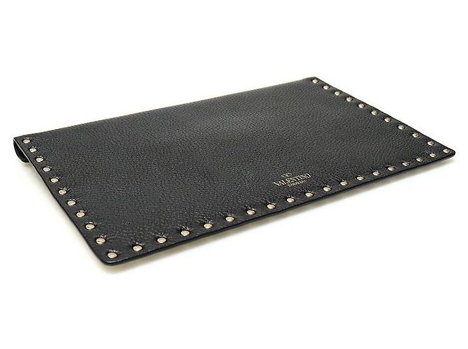 Valentino Pochette busta in vitello nero stampato con borchie dorate Rockstud - vista 5