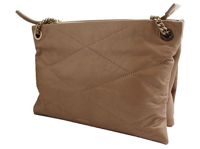 Lanvin Trío de Hombro con Cadena Dorada Acolchada Beige Dorado - vista 2