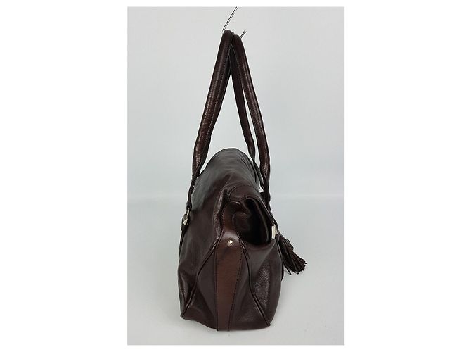 Céline Borsa a Spalla in Pelle con Frange Marrone - vista 4