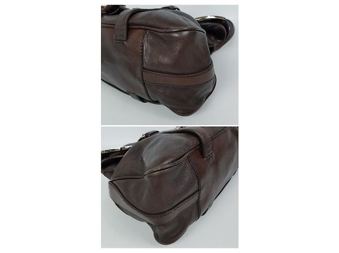 Céline Borsa a Spalla in Pelle con Frange Marrone - vista 7
