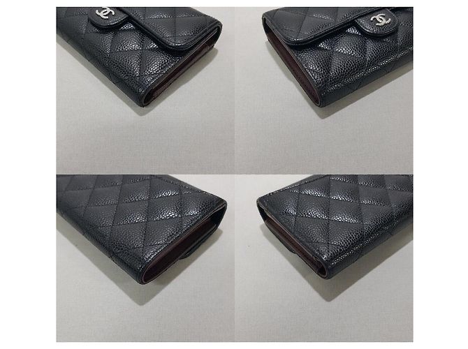 Chanel Billetera de solapa de caviar clásico Negro - vista 6
