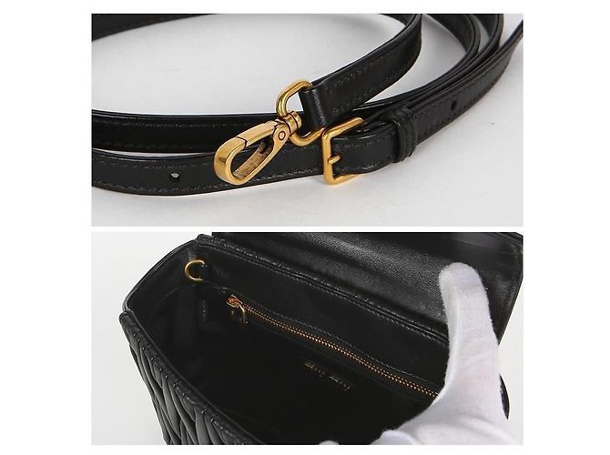 Bolso de Hombro Miu Miu Matelassé en Nappa VOOO Negro - vista 14