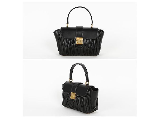 Bolso de Hombro Miu Miu Matelassé en Nappa VOOO Negro - vista 2