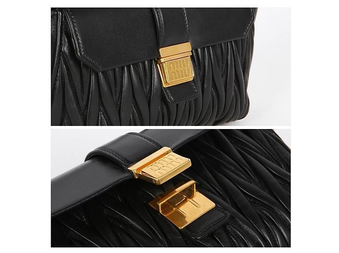 Bolso de Hombro Miu Miu Matelassé en Nappa VOOO Negro - vista 4