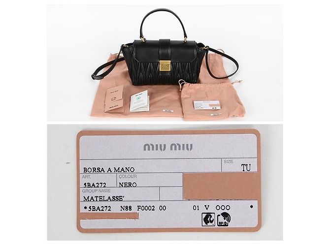 Bolso de Hombro Miu Miu Matelassé en Nappa VOOO Negro - vista 7