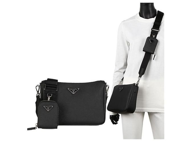 Prada Saffiano Umhängetasche Schwarz - Ansicht 8