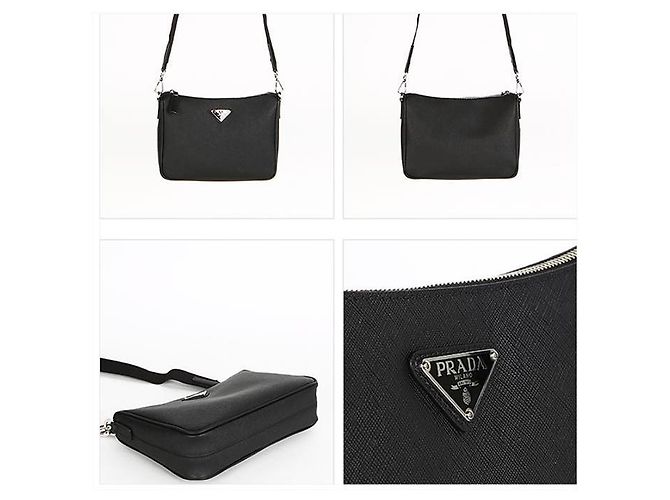Prada Borsa a tracolla in pelle Saffiano Nero - vista 10
