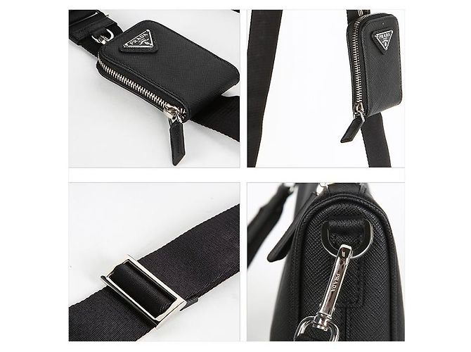 Prada Borsa a tracolla in pelle Saffiano Nero - vista 11