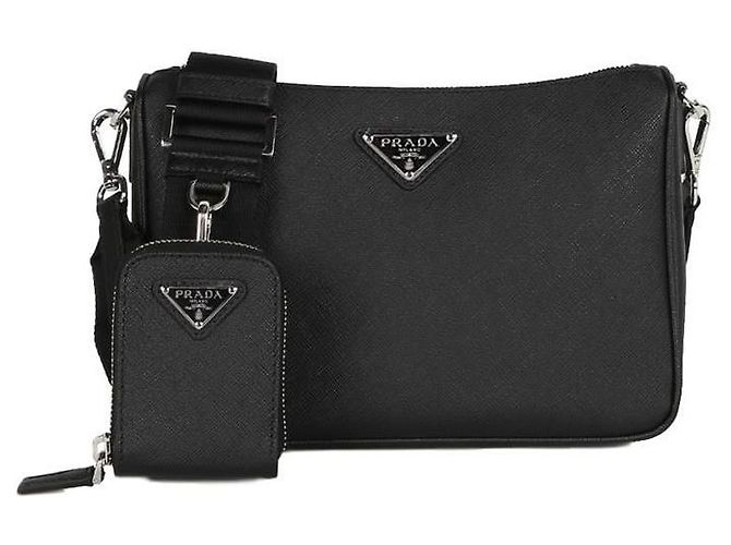Prada Borsa a tracolla in pelle Saffiano Nero - vista 2