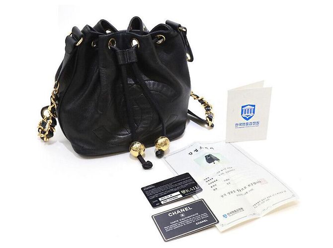 Chanel Lammleder CC-Logo Gold Ball Eimer Tasche Golden - Ansicht 8