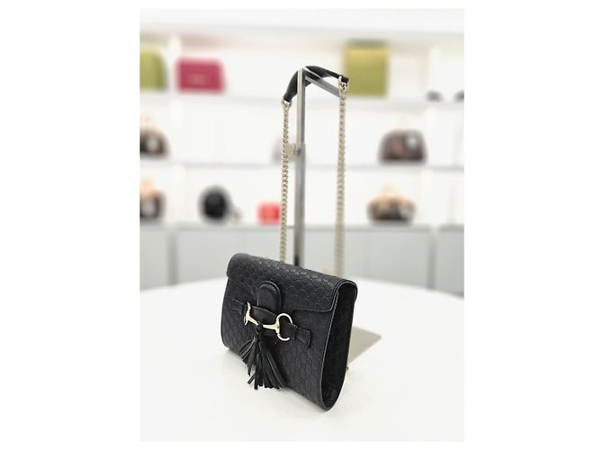 Gucci Borsa a tracolla mini catena Emily Nero - vista 10