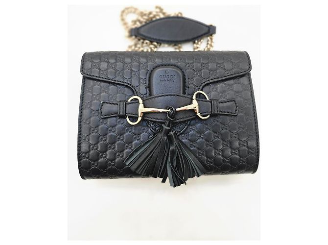 Gucci Borsa a tracolla mini catena Emily Nero - vista 19