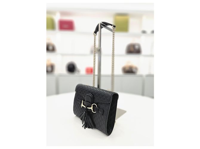 Gucci Borsa a tracolla mini catena Emily Nero - vista 2