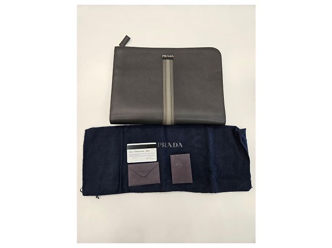 Prada Clutch da Viaggio Saffiano Nero - vista 8