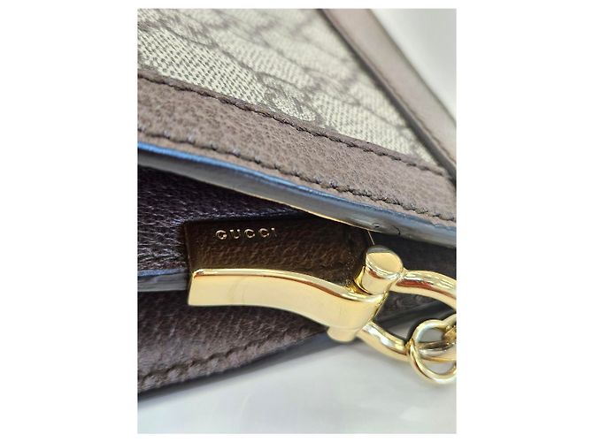 Gucci Borsa a Spalla Piccola Ophidia GG Supreme Chain Marrone - vista 21
