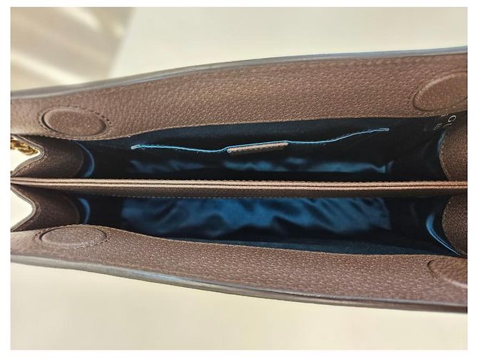 Gucci Borsa a Spalla Piccola Ophidia GG Supreme Chain Marrone - vista 22