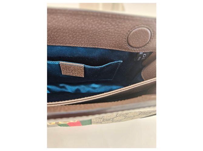 Gucci Borsa a Spalla Piccola Ophidia GG Supreme Chain Marrone - vista 5