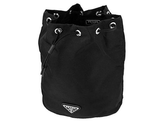 Prada Borsa a secchiello Pocono Testo Nero - vista 4