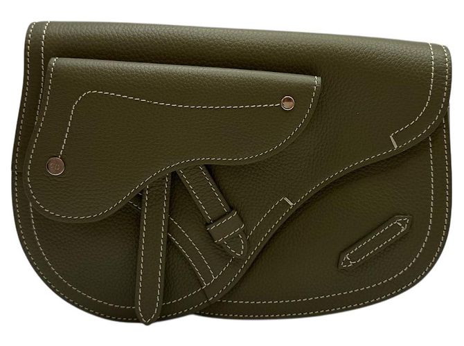 Dior Borsa a tracolla uomo Saddle Pouch Khaki Marrone - vista 3