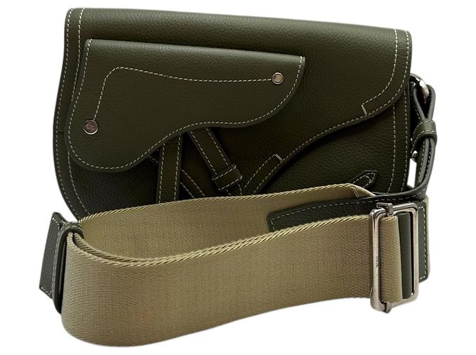 Dior Borsa a tracolla uomo Saddle Pouch Khaki Marrone - vista 4