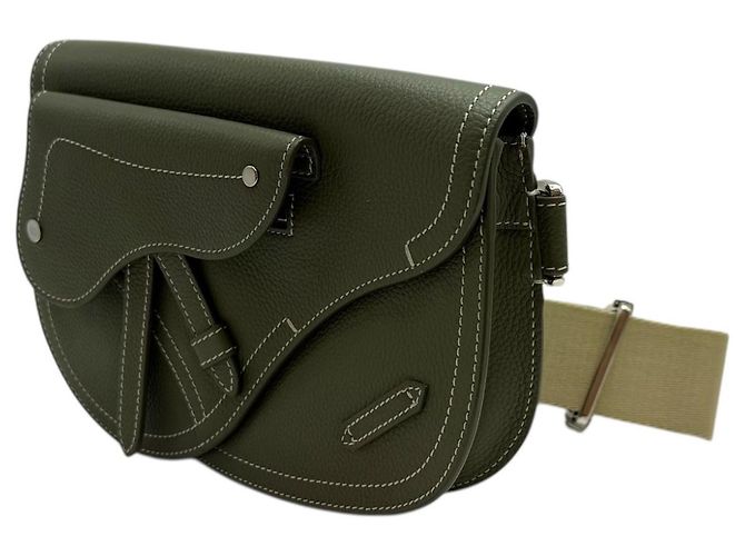 Dior Borsa a tracolla uomo Saddle Pouch Khaki Marrone - vista 5