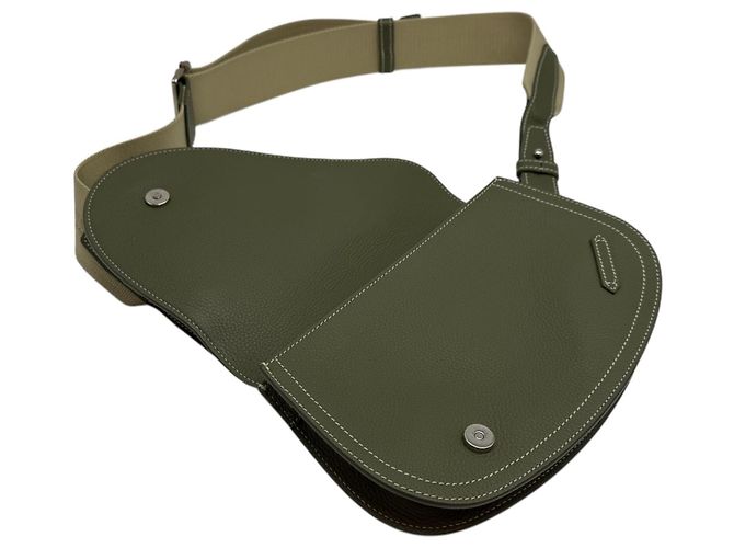 Dior Borsa a tracolla uomo Saddle Pouch Khaki Marrone - vista 8