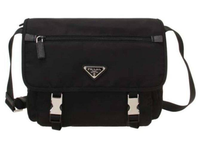 Prada Borsa a tracolla messaggero in Re-Nylon nera Nero - vista 2
