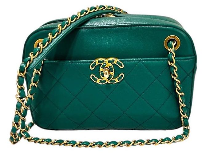 Chanel Borsa a tracolla con catena per fotocamera verde - vista 2