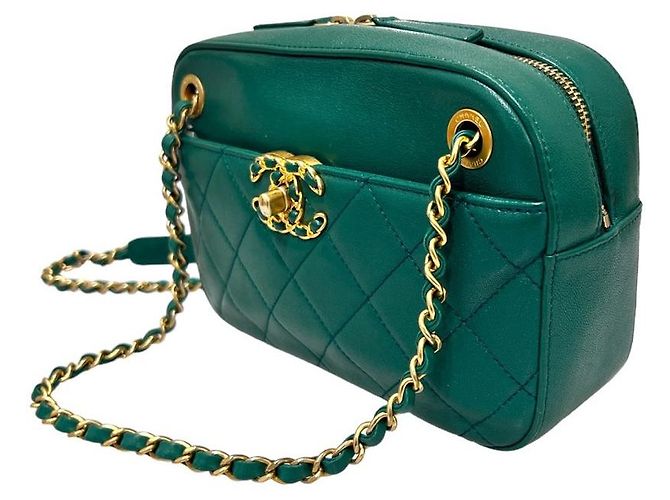 Chanel Borsa a tracolla con catena per fotocamera verde - vista 3