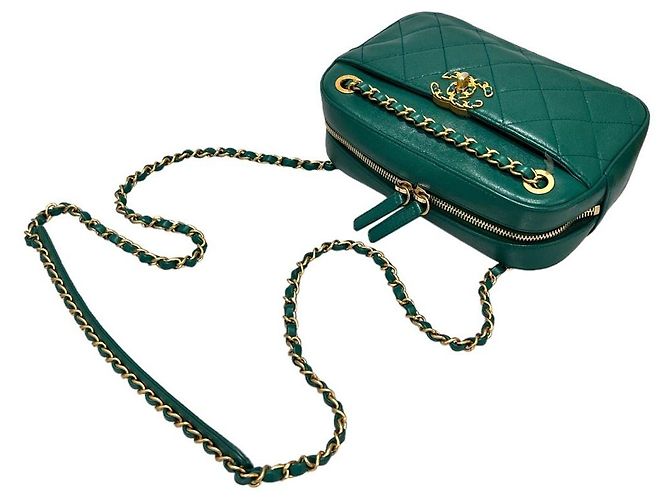 Chanel Borsa a tracolla con catena per fotocamera verde - vista 6