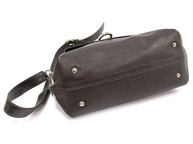 Salvatore Ferragamo Sofia Piccola in Pelle di Vitello Marrone con Gancini Argento - vista 6