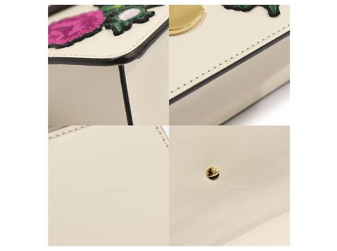 Gucci Mini bolsa de alça superior em couro branco com bordado de flores WEB - vista 6