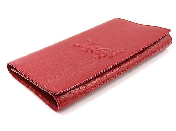 Jour Saint Laurent Pochette Monogram Veldture en Cuir Rouge - vue 4