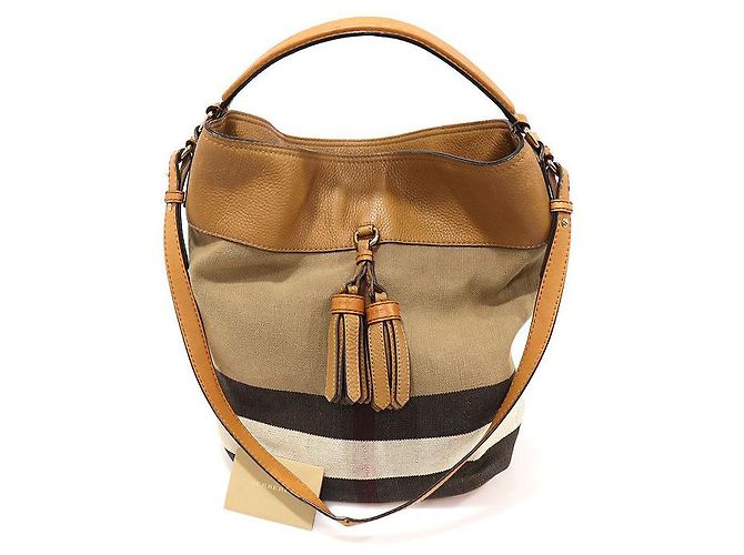 Burberry Borsa hobo media con frange Ashby Susanna in check House Marrone - vista 2