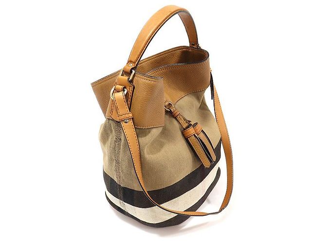 Burberry Borsa hobo media con frange Ashby Susanna in check House Marrone - vista 3