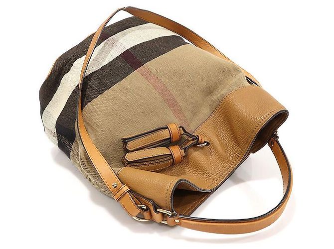 Burberry Borsa hobo media con frange Ashby Susanna in check House Marrone - vista 4