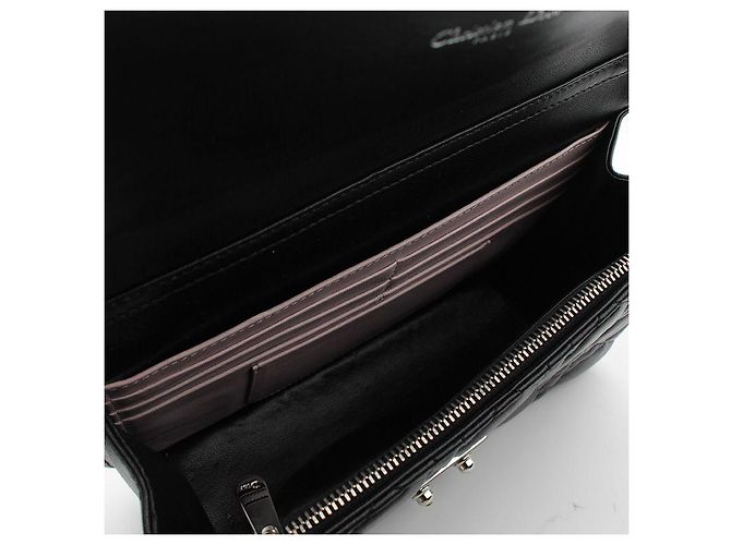 Dior Mini borsa a tracolla in agnello nero Cannage argento - vista 5