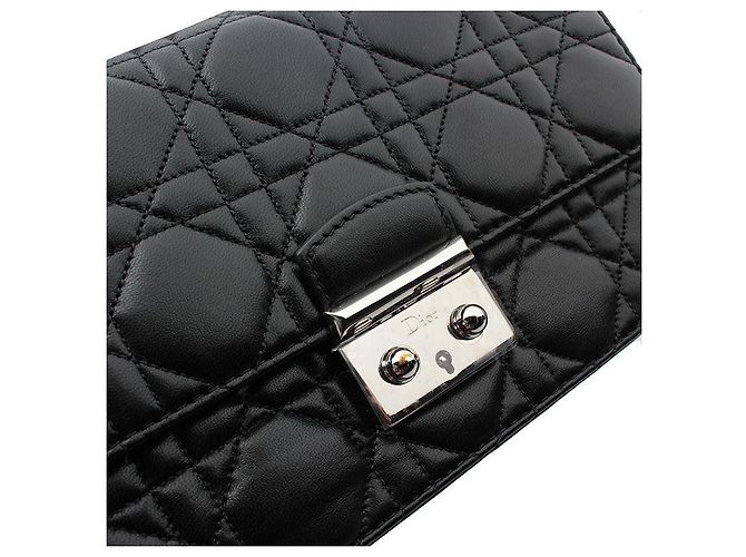 Dior Mini borsa a tracolla in agnello nero Cannage argento - vista 6