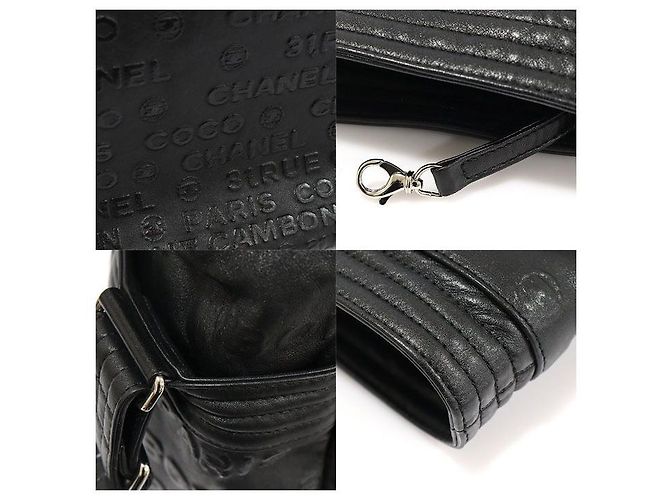 Chanel Grande Borsa Tote Illimitata in Pelle Nera Embossata Nero - vista 6