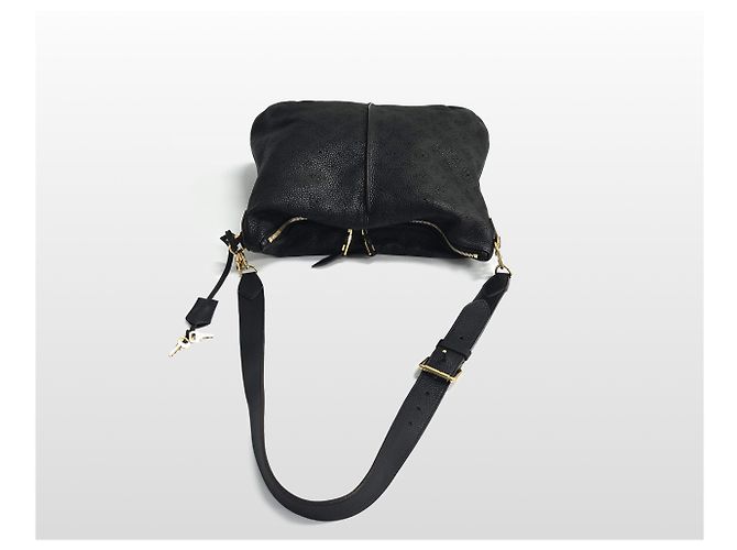 Louis Vuitton Borsa a spalla Hobo Mahina Selen MM Nera Punching Nero - vista 3