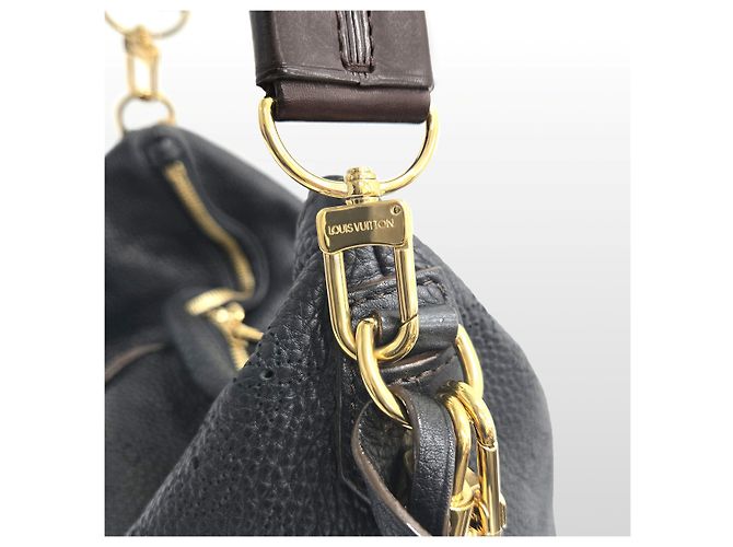 Louis Vuitton Borsa a spalla Hobo Mahina Selen MM Nera Punching Nero - vista 5