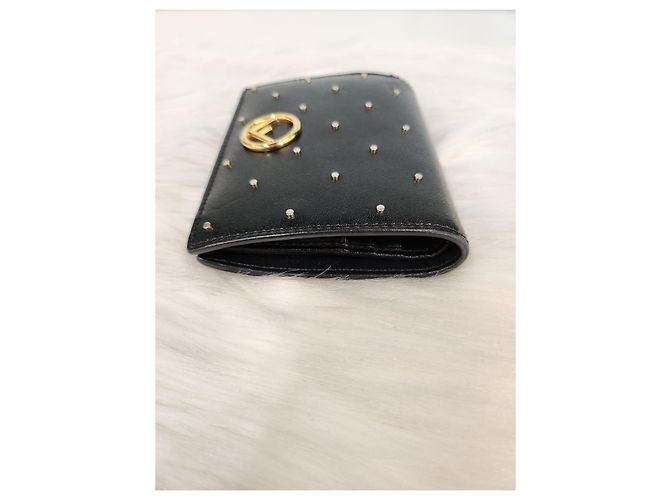 Fendi Billetera bi-fold con logo negra Negro - vista 9