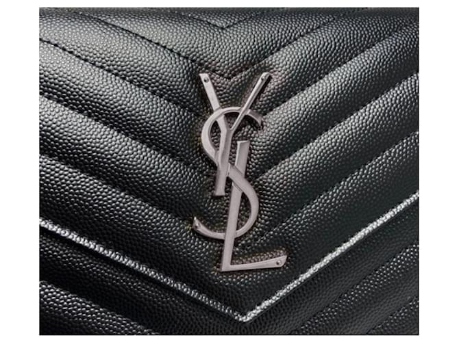 Saint Laurent Borsa a Spalla Monogram Chain Argento Nero - vista 10