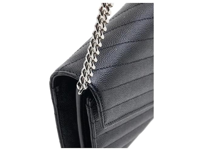 Saint Laurent Borsa a Spalla Monogram Chain Argento Nero - vista 7