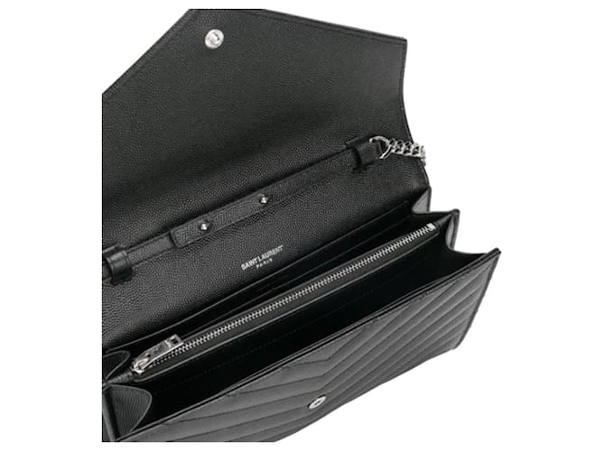 Saint Laurent Borsa a Spalla Monogram Chain Argento Nero - vista 8